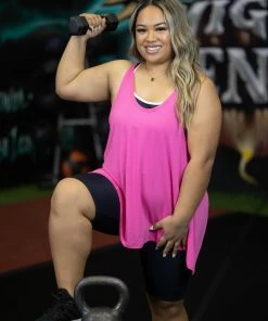 Boutique Simplified Just Breathe Open Back Tank - Hot Pink