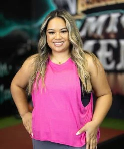 Boutique Simplified Apparel Totally Balanced Fuchsia Tank