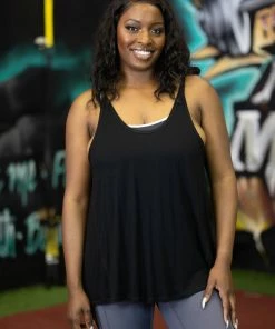 Boutique Simplified Apparel Just Breathe Open Back Tank - Black