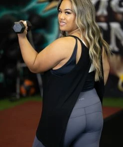 Boutique Simplified Apparel Just Breathe Open Back Tank - Black