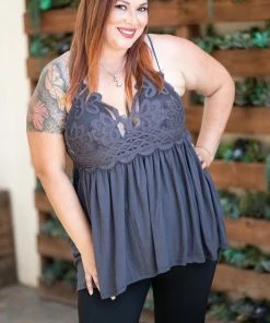 Boutique Simplified Complete Me Tunic - Charcoal