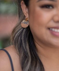 Boutique Simplified Golden Wood Drop Earrings Apparel