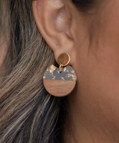 Boutique Simplified Golden Wood Drop Earrings Apparel