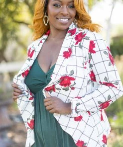 Boutique Simplified Apparel Blazer Of Glory - Checkered Rose