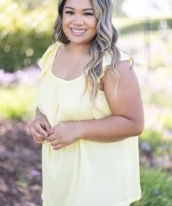 Boutique Simplified Sunshine Infusion Flutter Sleeve Apparel