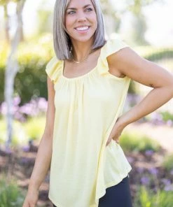 Boutique Simplified Sunshine Infusion Flutter Sleeve Apparel