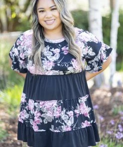 Boutique Simplified Apparel Vintage Rose Ruffled Tunic