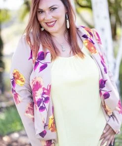 Boutique Simplified Blazer Of Glory - Taupe Floral Apparel