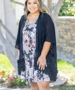 Boutique Simplified Apparel Perfectly Ruffled Kimono Cardigan