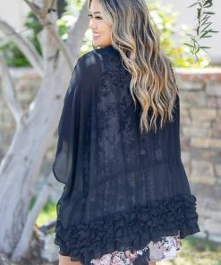Boutique Simplified Apparel Perfectly Ruffled Kimono Cardigan