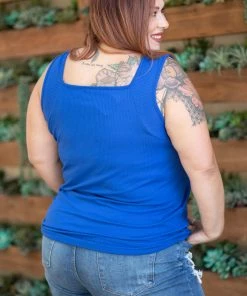 Boutique Simplified Apparel Glam Doll Tank In Royal Blue