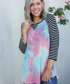 Boutique Simplified Time To Fly Tie Dye Raglan