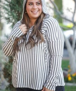 Boutique Simplified Striped Coastal Hoodie