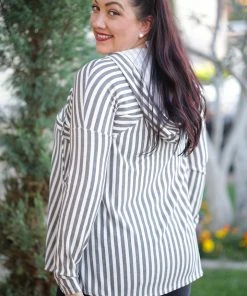 Boutique Simplified Striped Coastal Hoodie