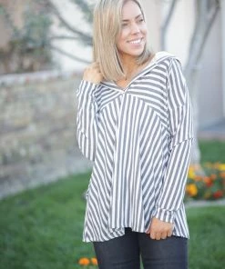 Boutique Simplified Striped Coastal Hoodie
