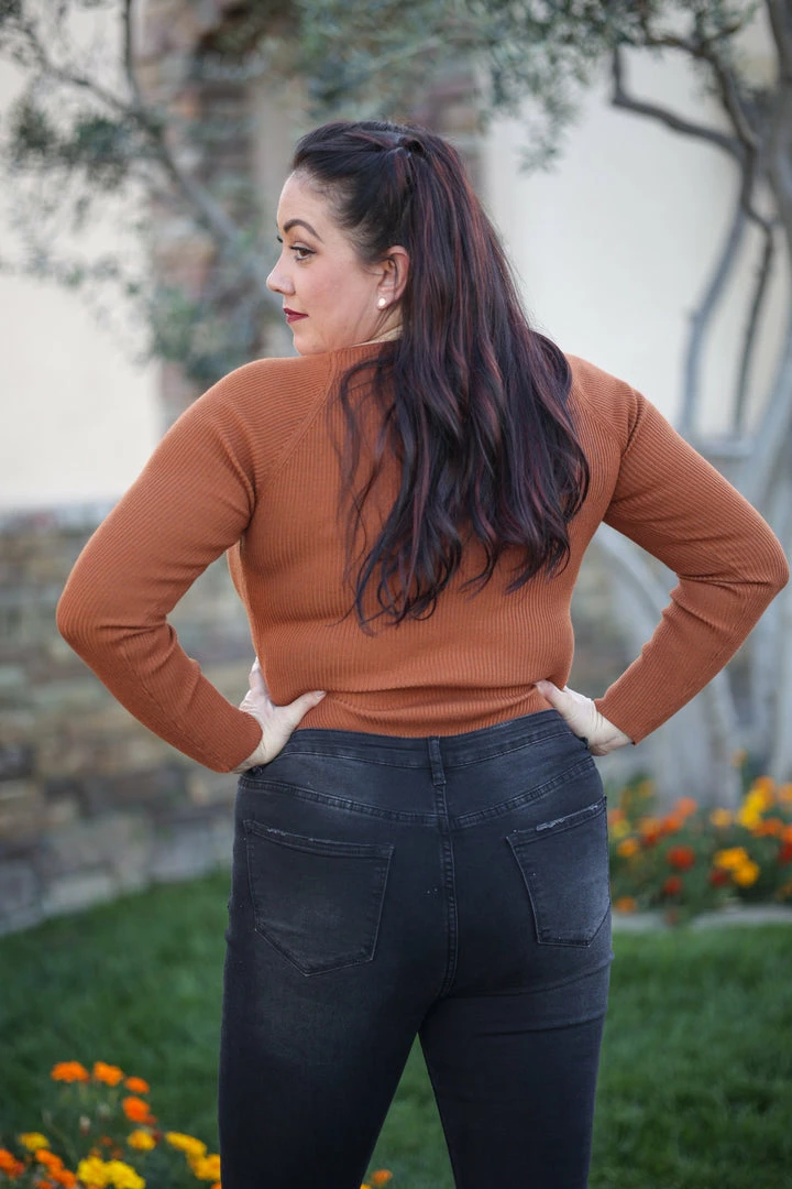 Boutique Simplified Total Doll Sweater Bodysuit - Rust 4 Boutique Simplified Total Doll Sweater Bodysuit - Rust