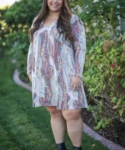 Boutique Simplified Boho Paisley Swing Dress