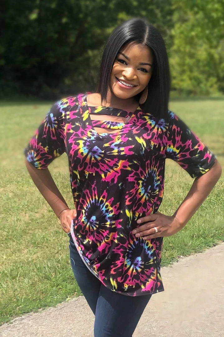 Boutique Simplified Burst Of Color Short Sleeve Top 4 Boutique Simplified Burst Of Color Short Sleeve Top