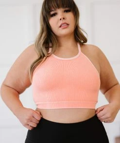 Trendsi Delmar Scoop Neck Cropped Cami In Neon Coral Apparel