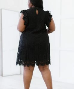 Trendsi Fit For Royalty Lace Flutter Sleeve Dress