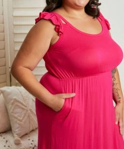 Trendsi Santa Monica Flutter Sleeve Maxi Dress