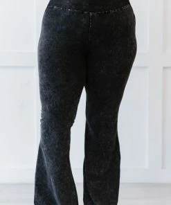 Trendsi Cloud Walker Full Size Acid Wash Raw Hem Flare Pants Apparel