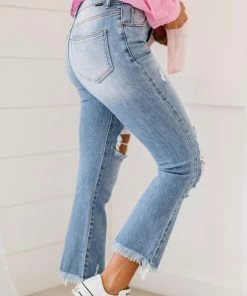 Trendsi RISEN Joslyn Distressed Straight Leg Jeans Apparel