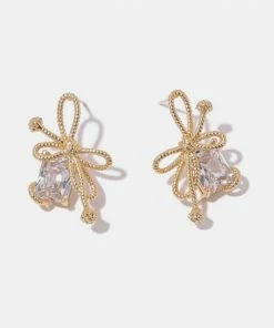 Trendsi Bow Cubic Zirconia Earrings Apparel