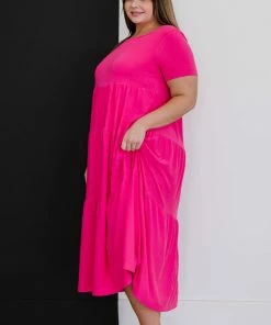 Trendsi Tiered Midi Dress In Fuchsia (GHG-S) GHG- Shop Singles