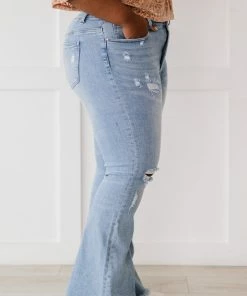 Trendsi RISEN Distressed Flare Jeans Apparel