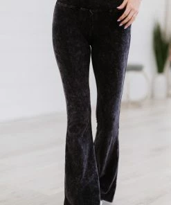 Trendsi Cloud Walker Full Size Acid Wash Raw Hem Flare Pants Apparel