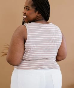 Trendsi Just A City Girl Striped Twist Detail Tank In Tan Apparel