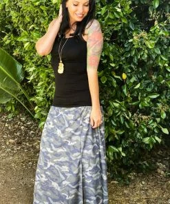 Boutique Simplified Camo Love Side Slit Maxi
