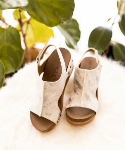 Corkys Carley Wedge In White Metallic