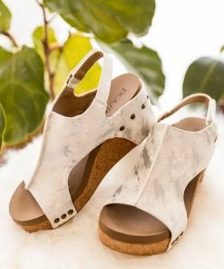 Corkys Carley Wedge In White Metallic