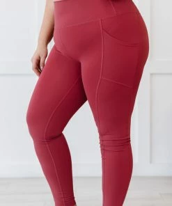 Trendsi Apparel Step Aside Athletic Leggings With Pockets In Rose