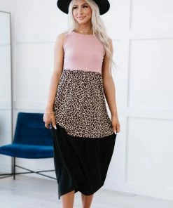 Trendsi Girl Next Door Leopard Color Block Dress