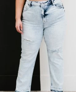 Trendsi RISEN Stella Acid Wash Distressed Straight Jeans Apparel