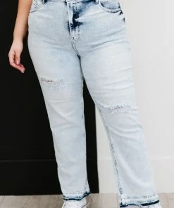 Trendsi RISEN Stella Acid Wash Distressed Straight Jeans Apparel