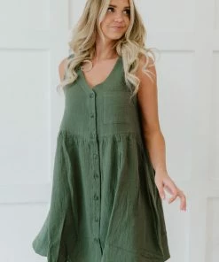 Trendsi Apparel Farmers' Market Button-Up Sleeveless Dress