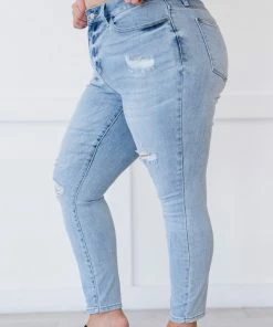 Trendsi Judy Blue Jen High-Waist Distressed Skinny Jeans Apparel