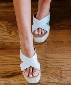 Trendsi High Hopes Crisscross Strap Espadrille Wedges In White Apparel