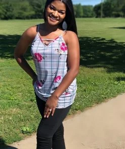 Boutique Simplified Checked In Floral Summer Tunic