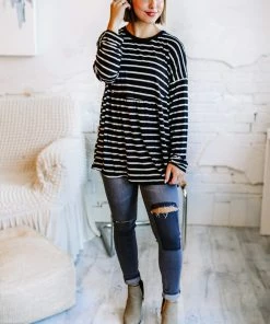 Cotton Bleu Midnight Black Babydoll Blouse Apparel