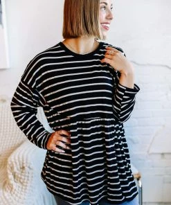 Cotton Bleu Midnight Black Babydoll Blouse Apparel