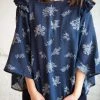 Cotton Bleu Waverly Navy Floral Ruffle Sleeve
