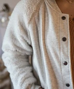 Cotton Bleu Apparel Cozy Creamy Ivory Varsity Jacket (GHG-L) 14 Cotton Bleu Apparel Cozy Creamy Ivory Varsity Jacket (GHG-L)