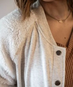 Cotton Bleu Apparel Cozy Creamy Ivory Varsity Jacket (GHG-L) 16 Cotton Bleu Apparel Cozy Creamy Ivory Varsity Jacket (GHG-L)