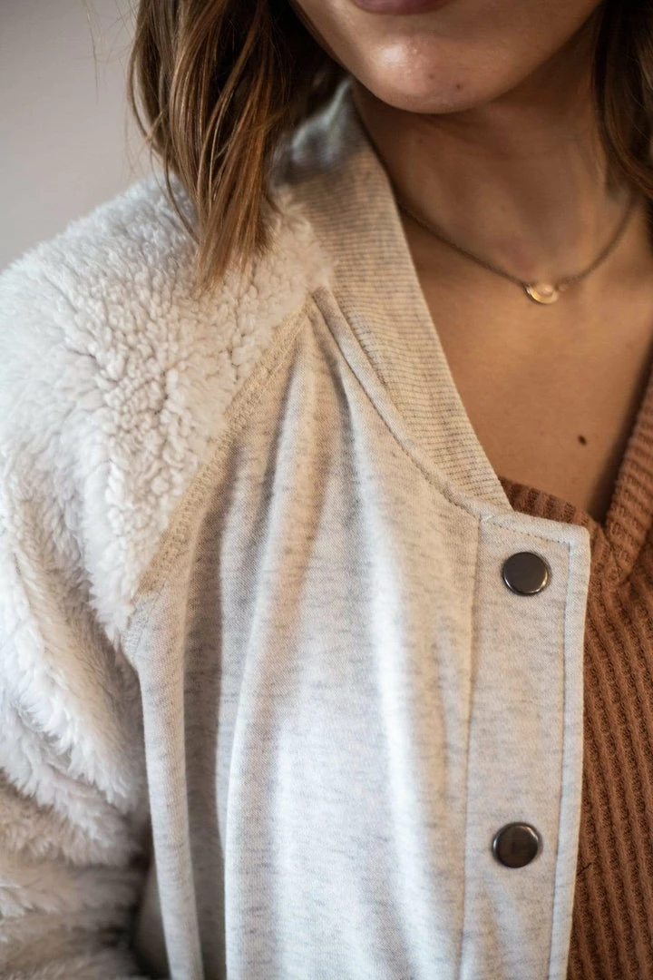 Cotton Bleu Apparel Cozy Creamy Ivory Varsity Jacket (GHG-L) 8 Cotton Bleu Apparel Cozy Creamy Ivory Varsity Jacket (GHG-L)