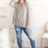 Cotton Bleu Apparel Tiered And True Dusty Grey Olive Top